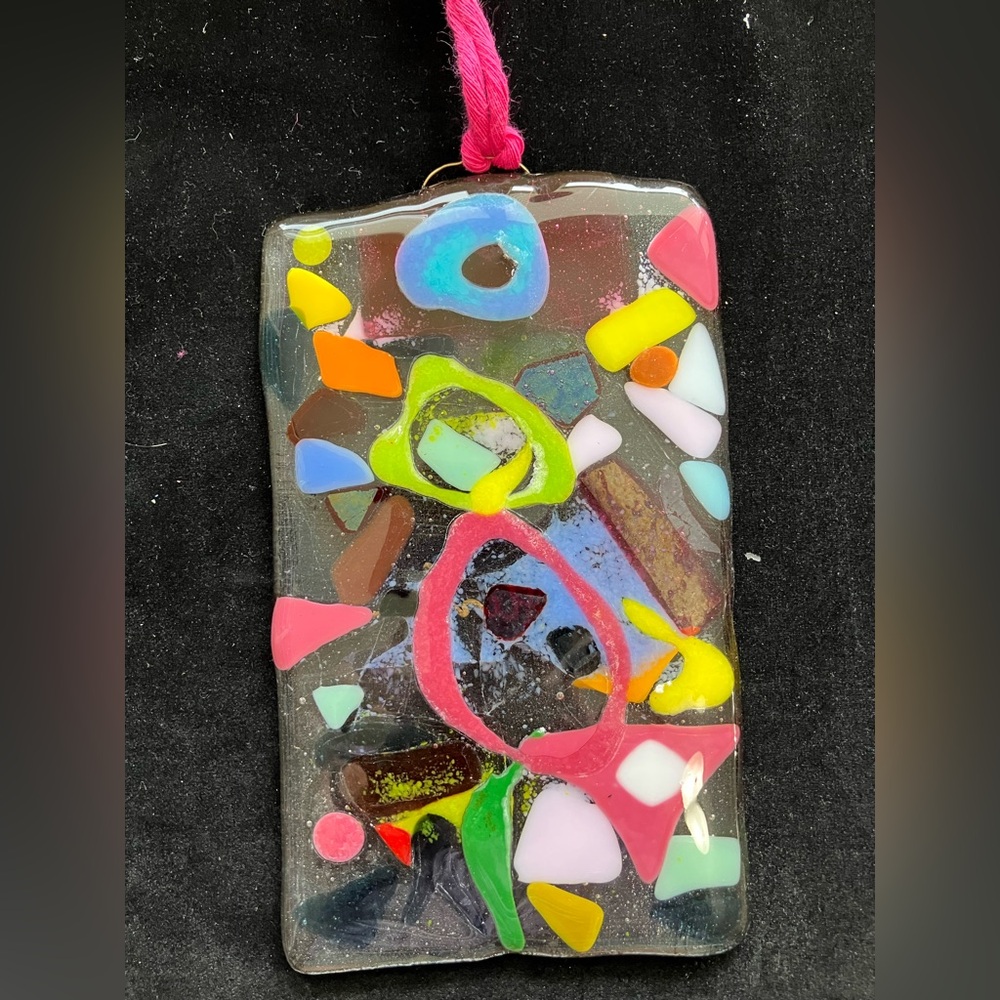 “Cycle Of Life” Fused Art Glass Hanging Plaque 7”x4”Original Design OOAK
